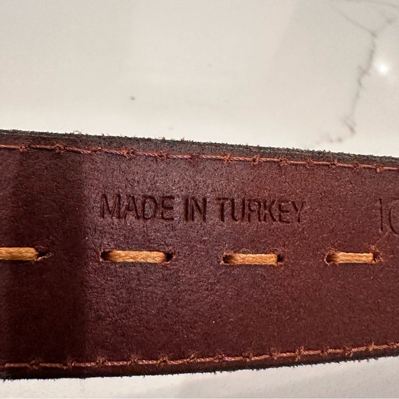 Unbranded Mens Cognac Brown Genuine Leather Handmade Belt Size 36 Made In Turkey - Picture 5 of 10